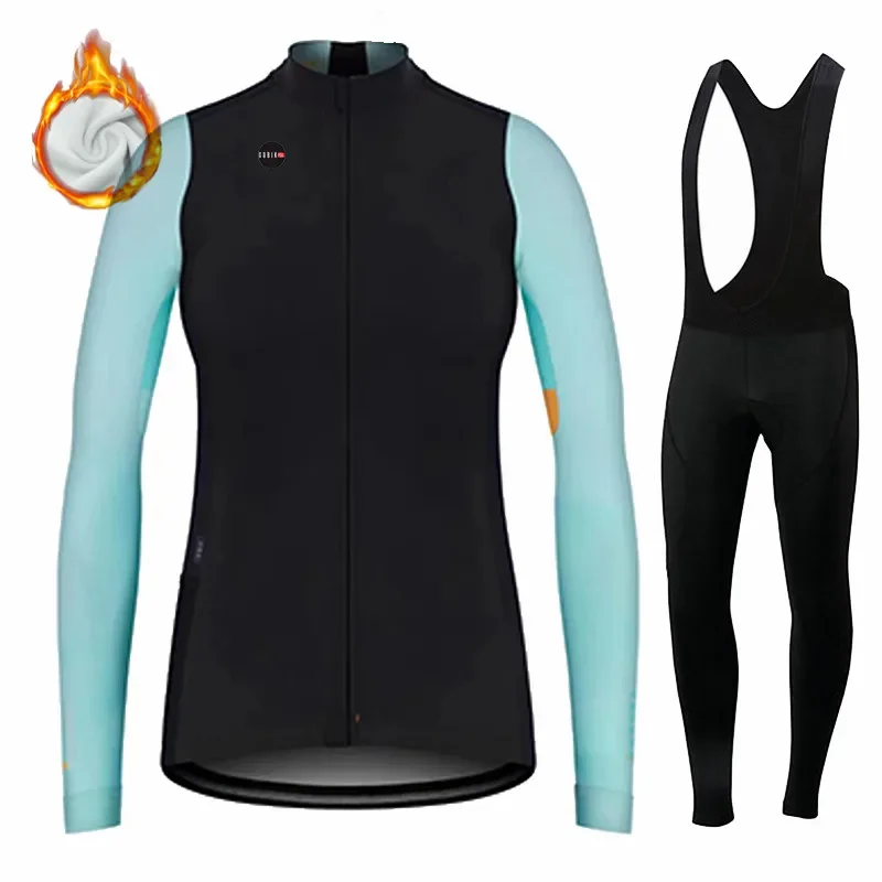 Women's Long Sleeve Cycling Jersey Set Wool Thermal Clothing for Mountain Bike Racing Winter Women Clothing bicycle