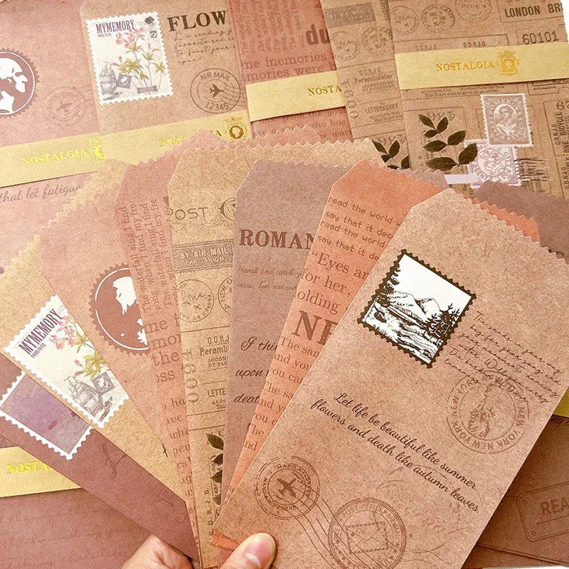 Nostalgic wallets Envelopes Vintage cowhide Fruit vegetable envelope Child Printing Romantic Cartoon Pattern Paper 20*12CM 20Pcs kraft paper envelopes mailing envelopes