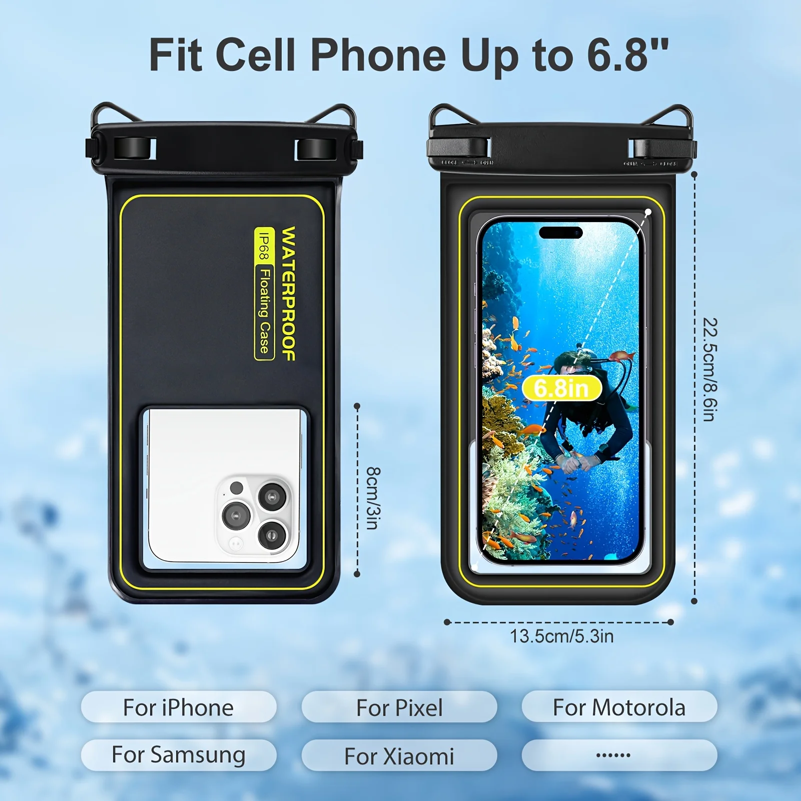 Waterproof Phone Pouch with Tether - Ideal for Water and Snow Activities