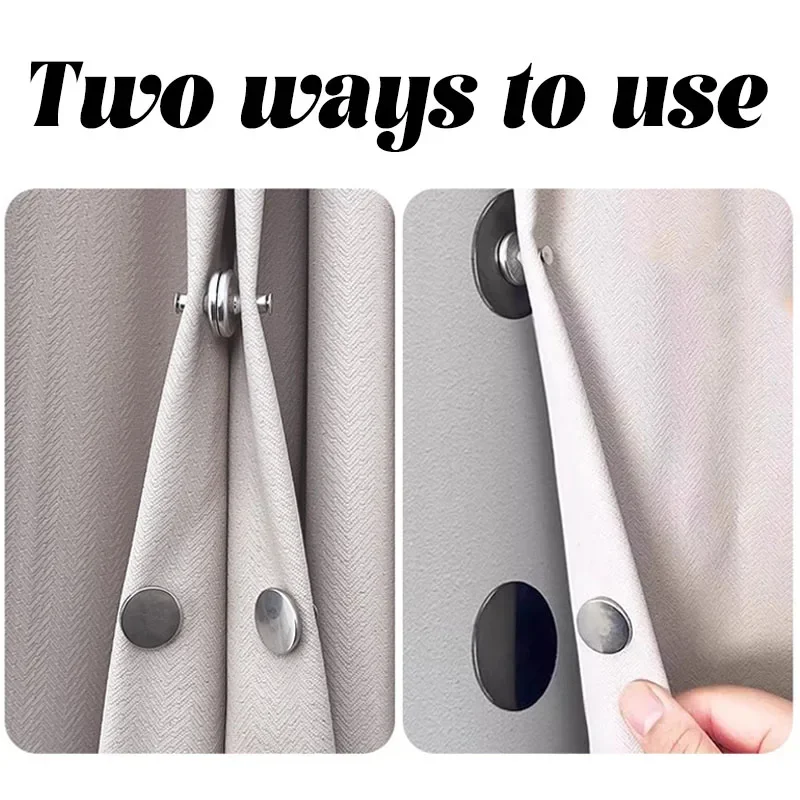 Magnetic Wall-Mounted Curtain Closure Set - Detachable Metal Buckle Fasteners