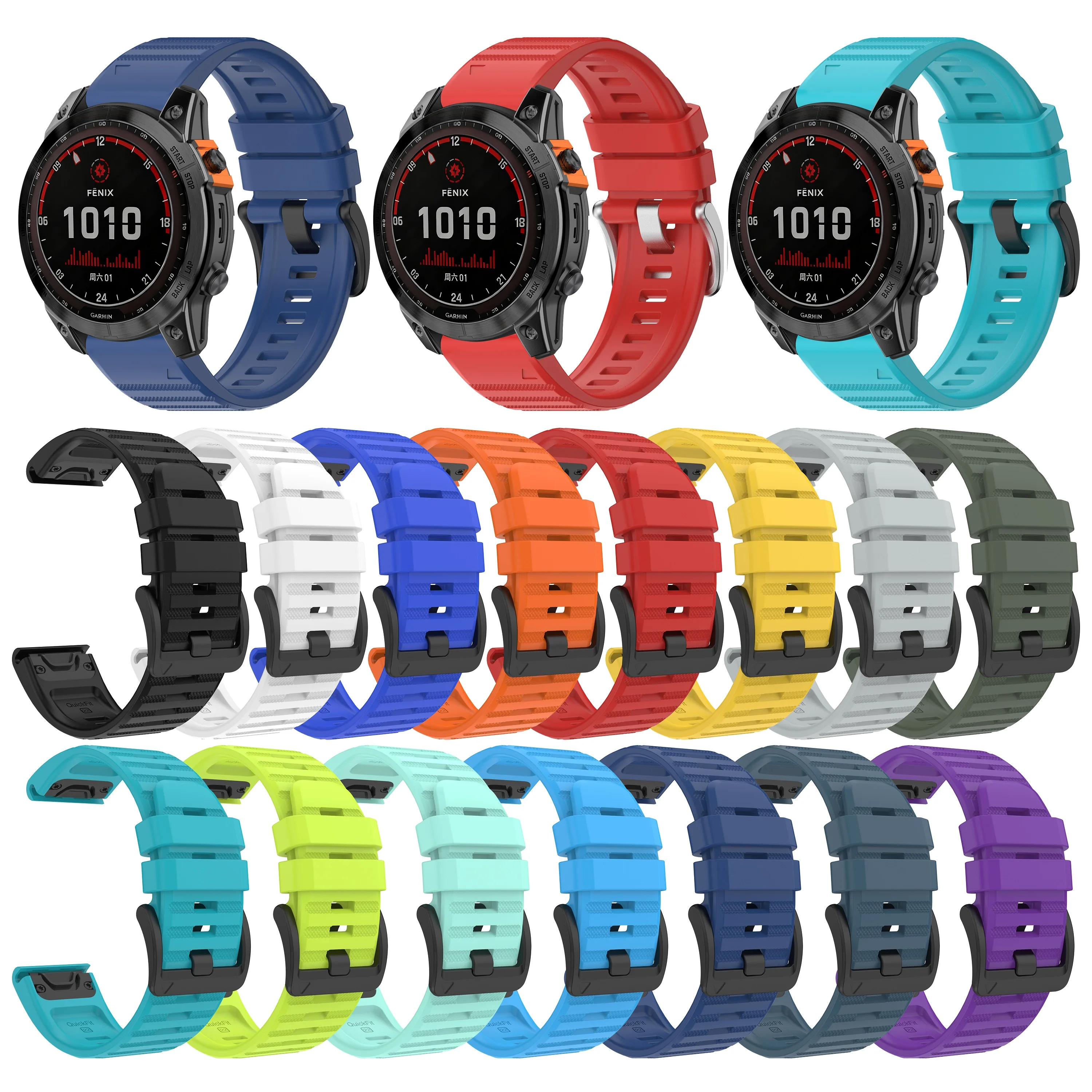 QuickFit Silicone Watch Strap, 26mm & 22mm – Versatile Wrist Band Bracelet