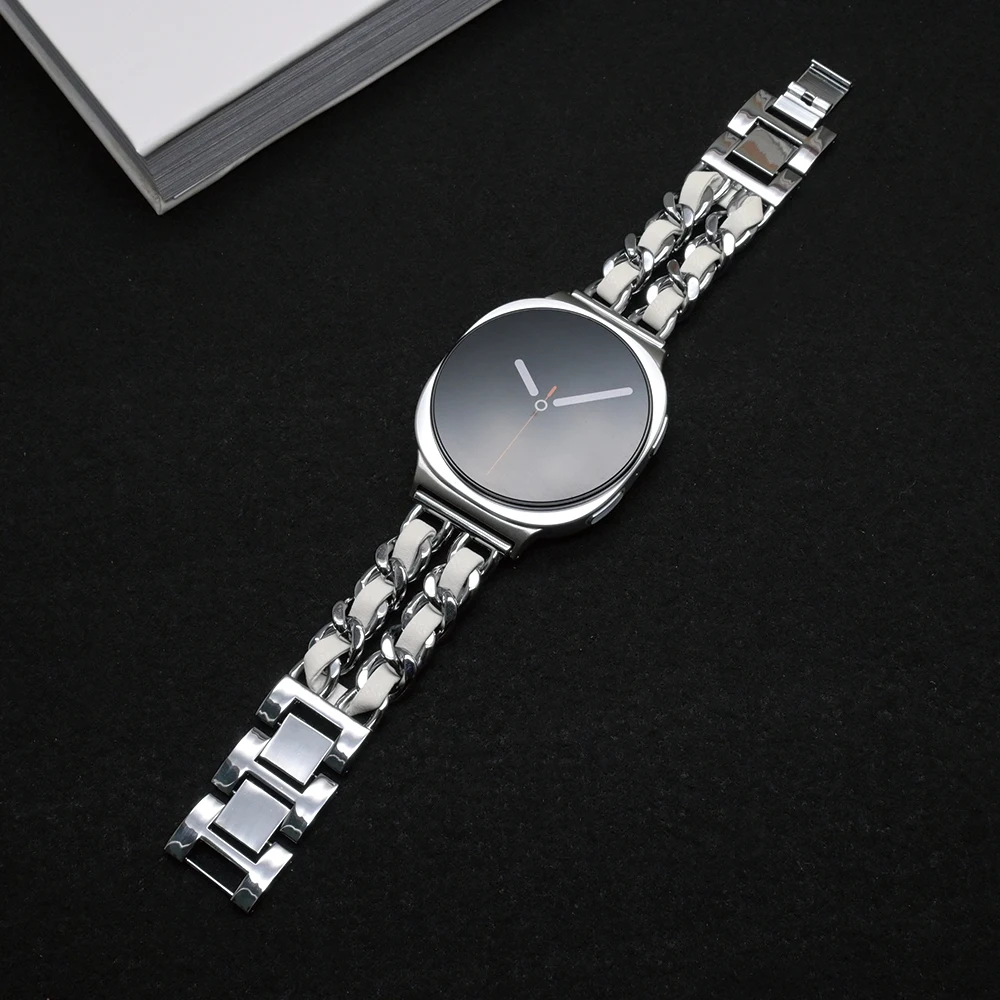 Luxury Stainless Steel and Leather Bracelet Wristband - Premium Metal Strap