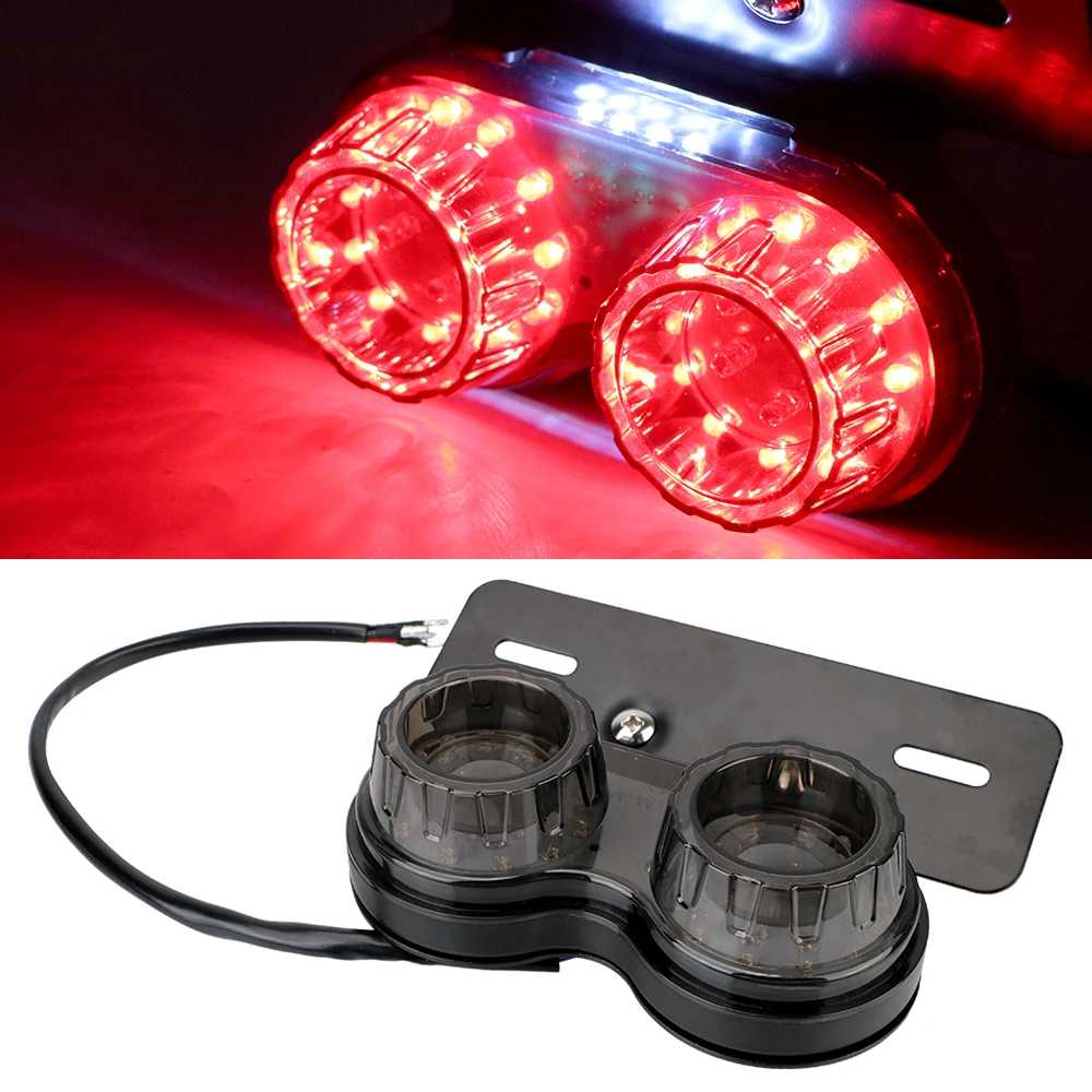 12V LED Motorcycle Tail Light Twin Dual Turn Signal Lamp Brake Licence