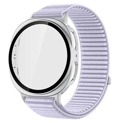 Premium Tempered Glass Case with Nylon Loop Strap - Elegant Protection for Watch 8Classic 46mm (Style 10)