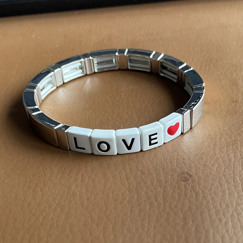 New Silver Plated Metal Beads LOVE Charm Letter Bracelet for Women