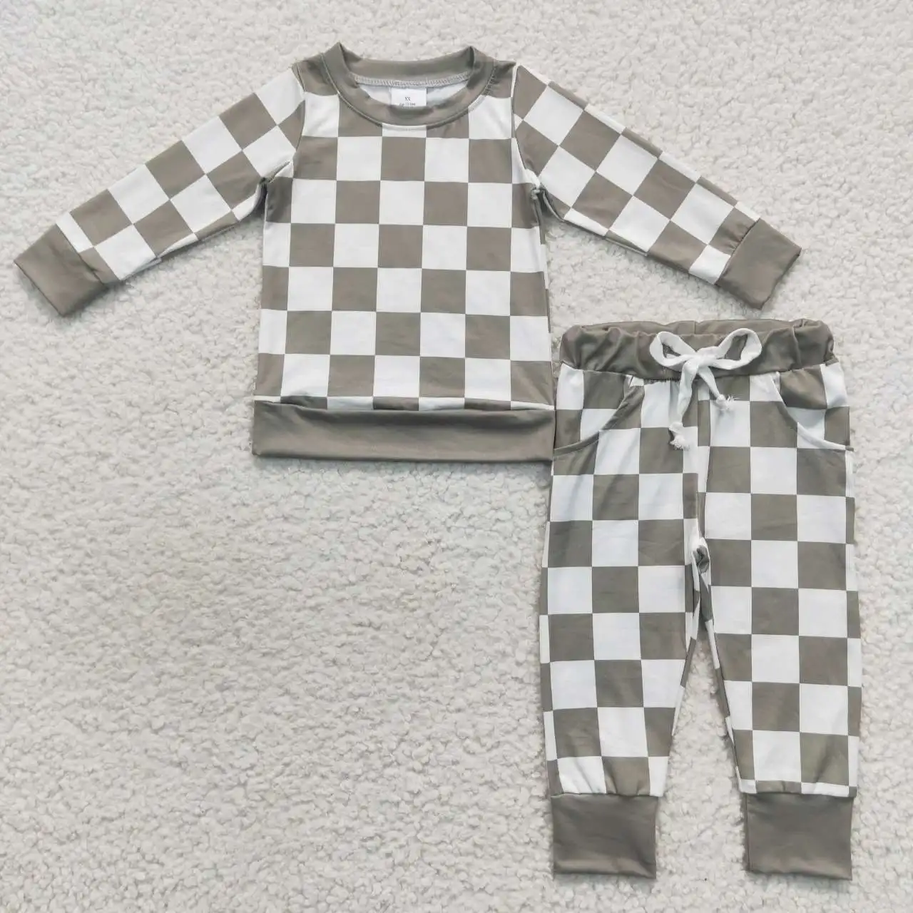 

F​actory Direct Sale RTS Baby Plaid Outfits Wholesale Toddler Children 2PCS Apparels Kids Boys Clothing Sets