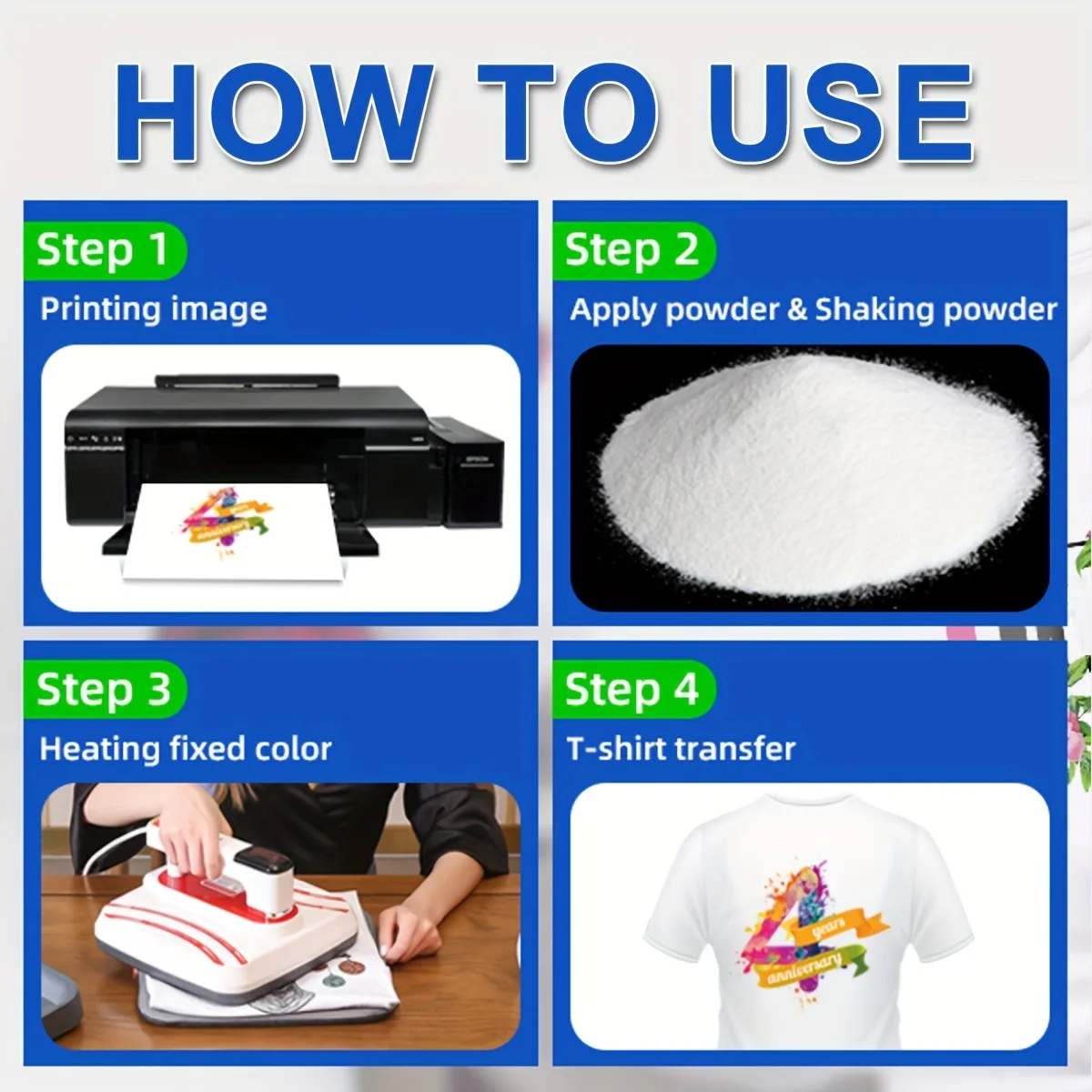 DTF Powder 300g Hot Melt DTF Transfer Adhesive Powder For Transfer Ink For Direct To Film Printing On All Fabric