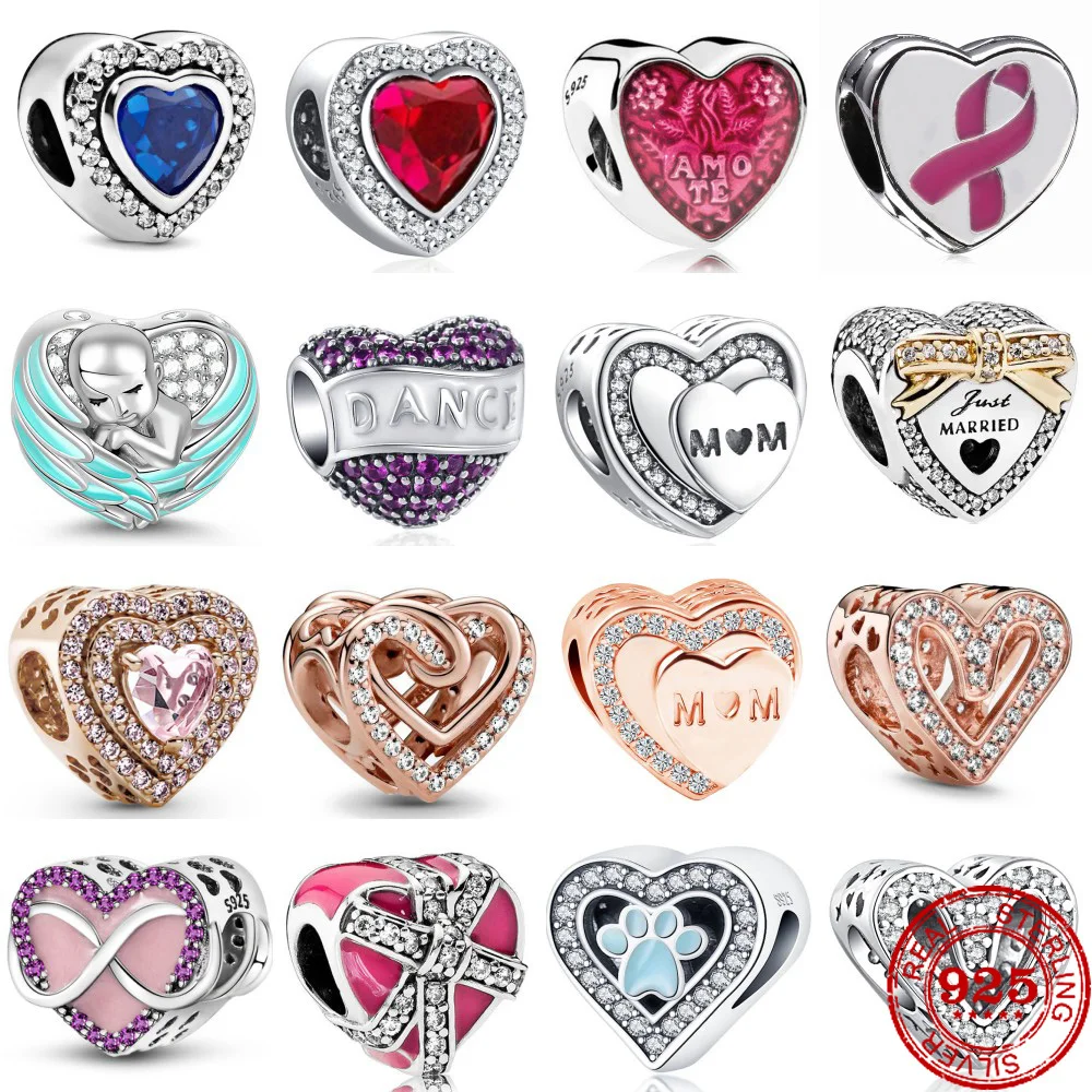 Nuovo 925 Sterling Silver Angel Baby Blue Heart Ciondolo Charm Bead Fit Originale Pandora Bracciale Gingillo Gioielli Da Donna Fai Da Te