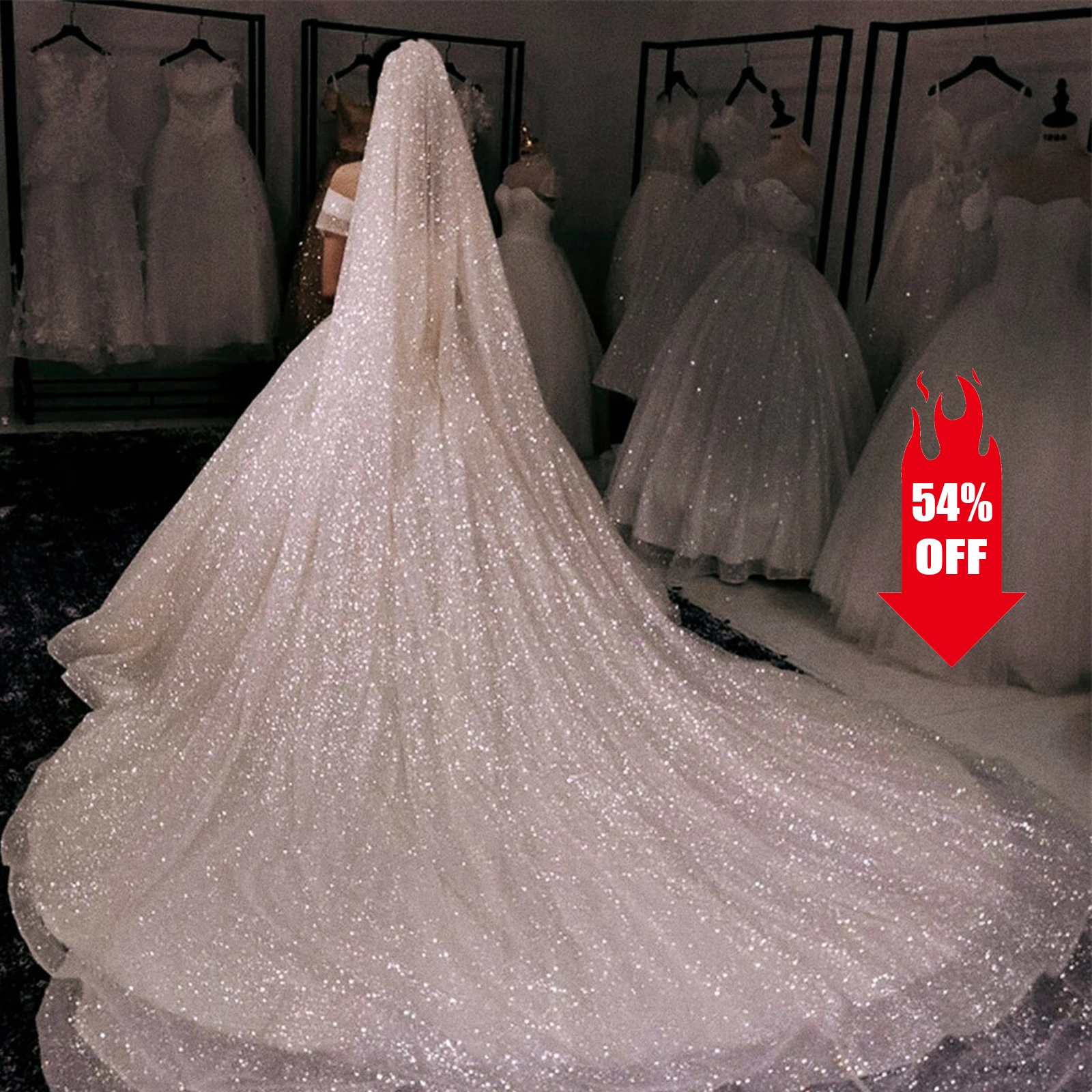 Wedding Veil Luxury Moonshine Golden Bridal Veil Wedding Caftan Long 3M