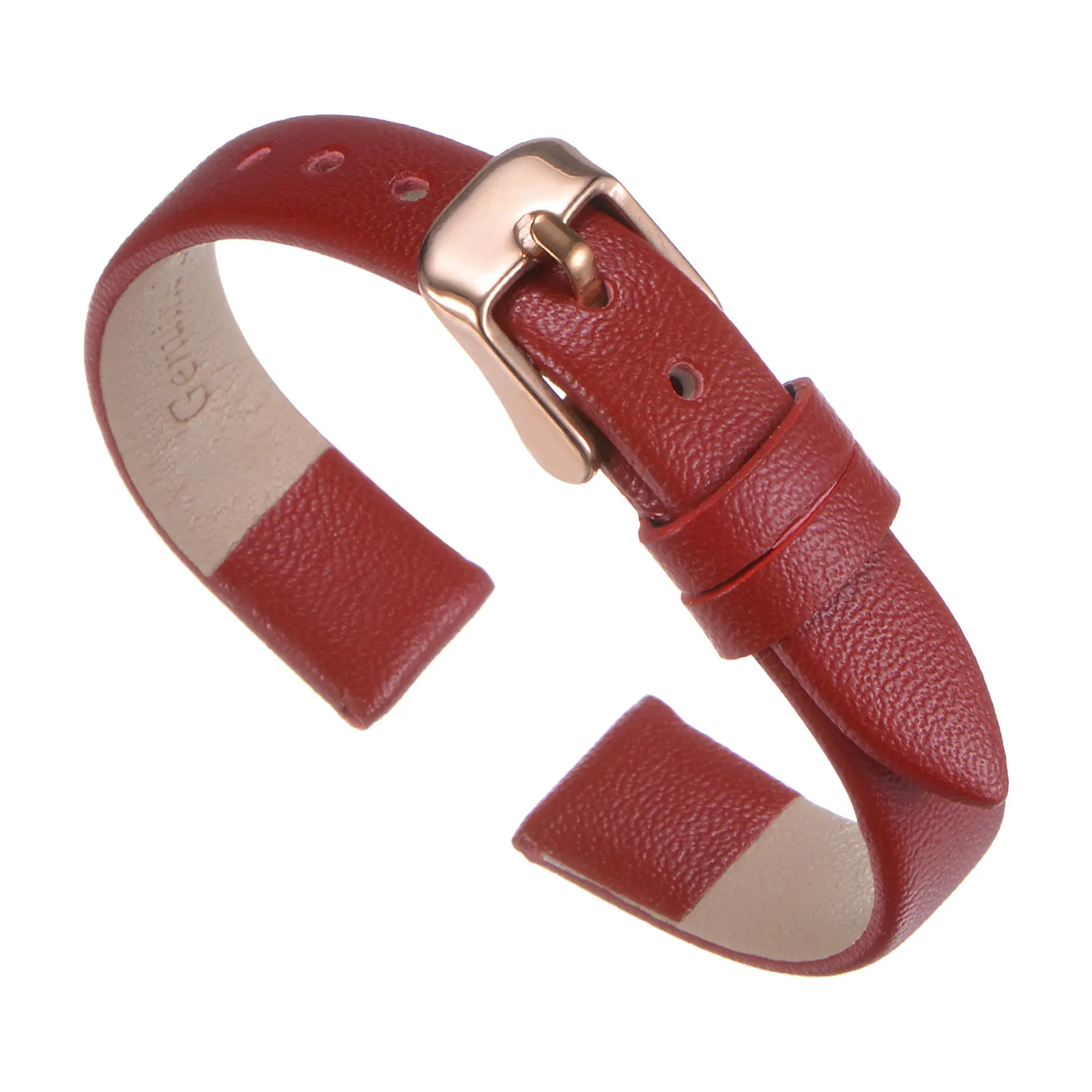 Elegant Genuine Leather Watch Strap - Flat & Thin Design, Multiple Width Options