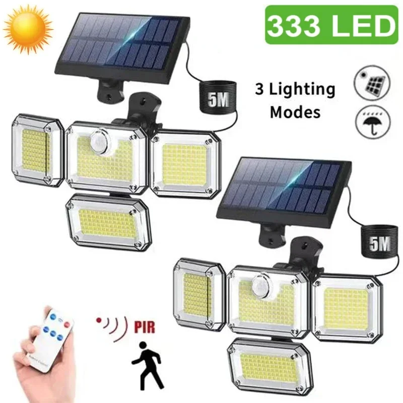 333 LED Integrated/Split Solar Powered Light Outdoor Motion Sensor Wall Lamp Adjustable Head 3300Lum Waterproof LED Flood Lights