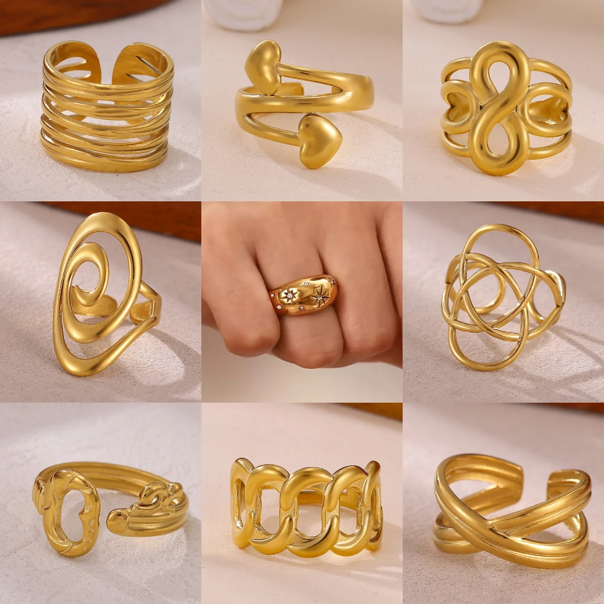 Gold Minimalist Infinity Ring - Elegant Stainless Steel Jewelry