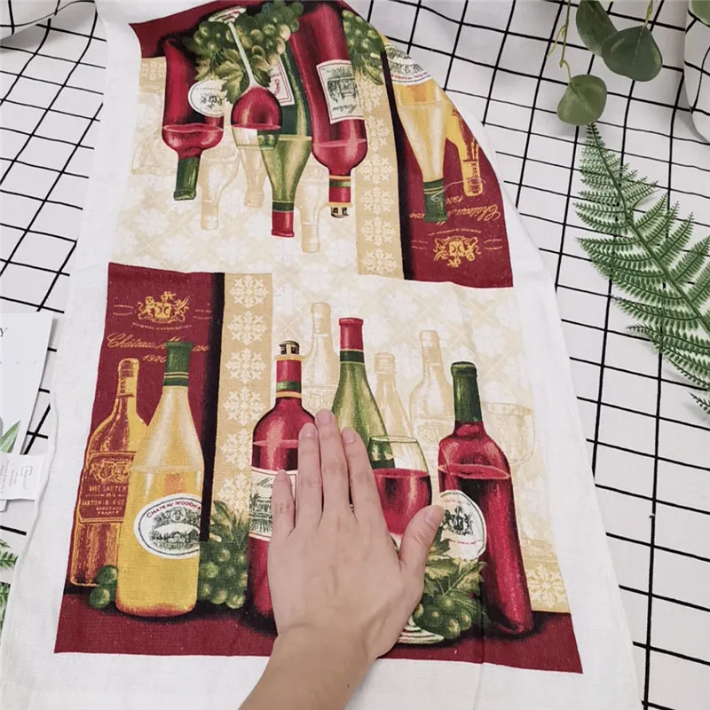 Tea Towel 1Pc 38x63cm Colorful Flower Printed Cotton Kitchen Dishcloth Water Absorption Household Cleaning Cloth
