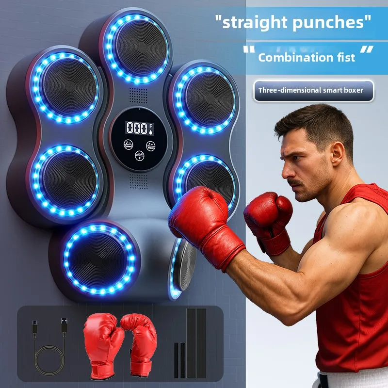 Smart Music Boxing Machine - Wall-Mounted LED Trainer With 9 Modes & Bluetooth For Home Fitness