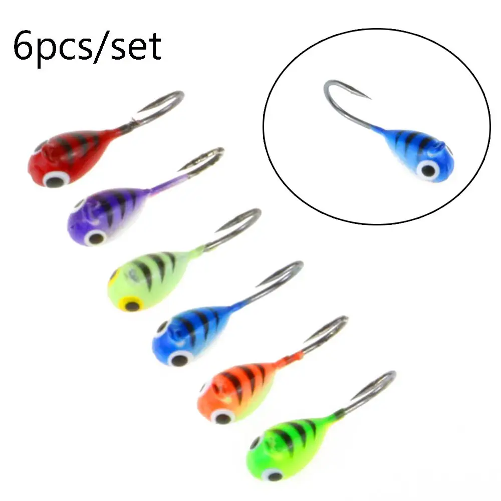 

6PCS/SET mini Whale Shaped Artificial Winter Bait AD-Sharp Lead Hard Hook Ice Fishing Lure