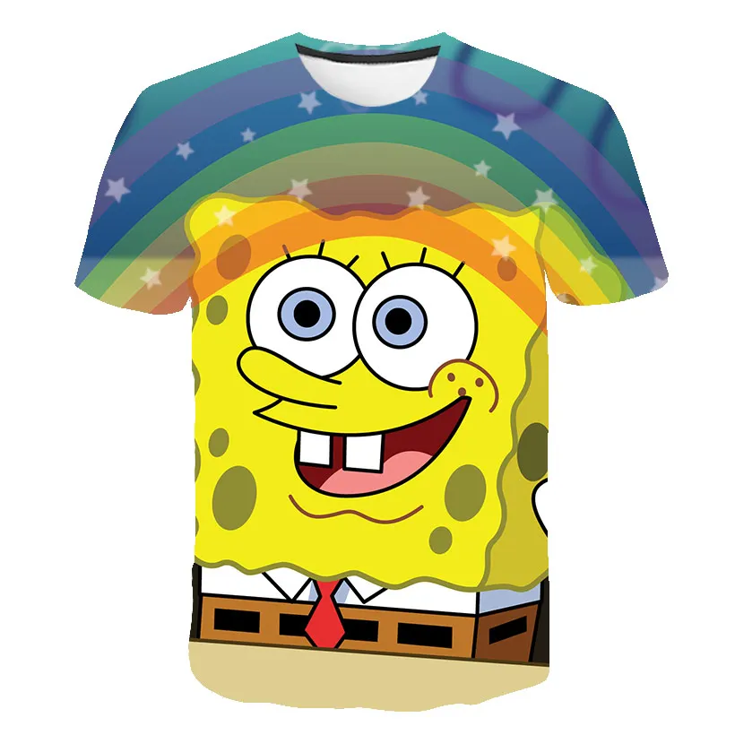 baby pink cotton t shirt Children's T-shirts baby clothes Kid boys girls SpongeBobs casual tops, Japanese anime cartoon games casual hip-hop style t shirt toddler girl	 Tops & Tees