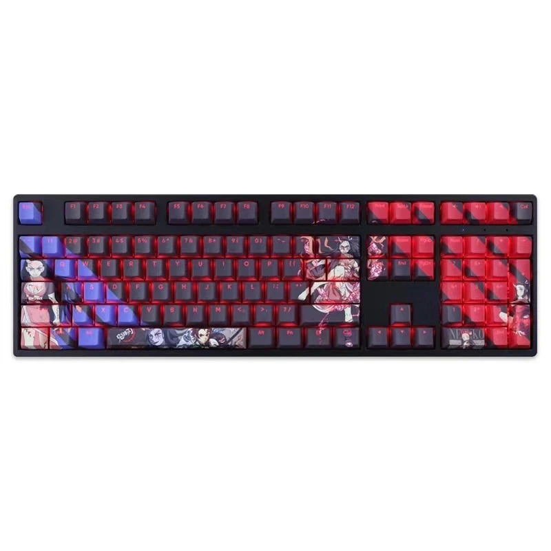 Kamado Nezuko Anime Keycap Pbt Dye Sub Retroiluminado Desenhos Animados Anime Gaming Key Caps para Ansi 61 87 104 108 Chaves Set - Imagem 2