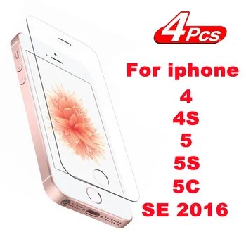 Pellicola salvaschermo 9H per Apple iPhone 4 4s 5 5S 5c SE 2016 2/4 pezzi vetro temperato HD