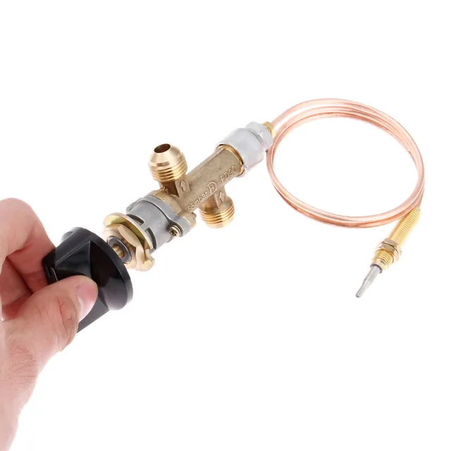 1 Kites Propán Tűz Gödör -Gázvezérlő Szeleprendszer -Szabályozó Készlet 600 Mm -Es Univerzális M8 Hőelem 24 Hüvelykes Whiter Free Flex Line - Image 4