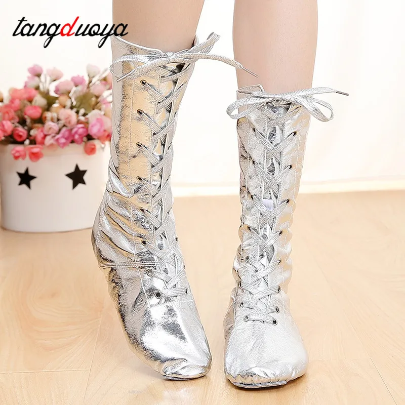Jazz dance boots women soft sole leather latin jazz dance shoes women children's girls shoes ballroom Training dance shoes