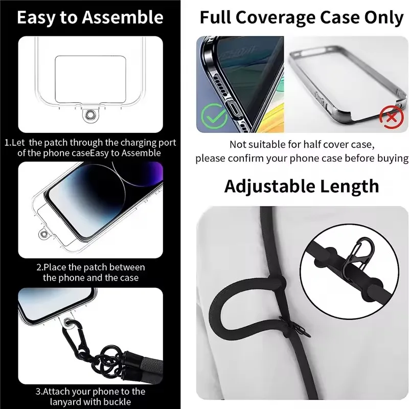 Bold Long Universal Crossbody Phone Lanyard with Detachable Neck Cord
