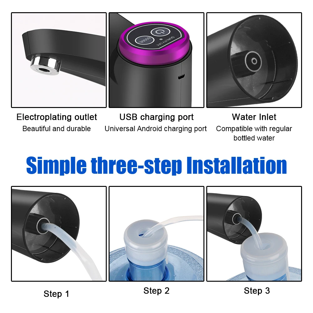 Touch Control Gallon Bottle Drinking Switch Button Dispenser Automatic Water Dispenser USB Charging Electric Water Pump water dispenser