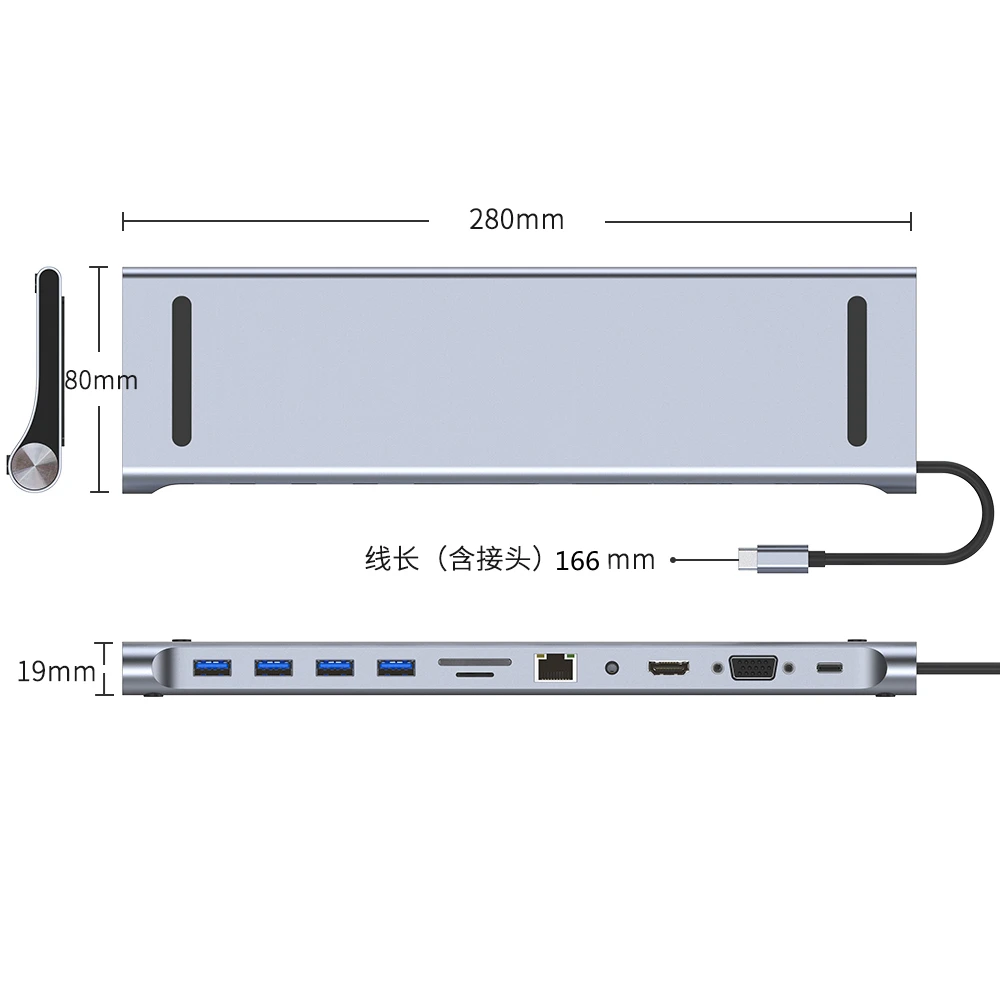 11/12-in-1 Type C Dock USB C Hub 3.0 Splitter Multiport Adapter 4K RJ45 SD/TF VGA HDMI-compatible Laptop MacBook iPad xiaomi 6