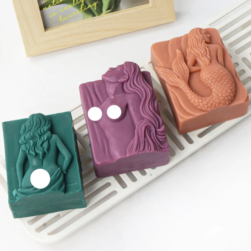 Multi Style Mermaid Silicone Soap Mold DIY Ocean Goddess Candle Resin Making Geometry Square Chocolate Mold Desk Decor Gift