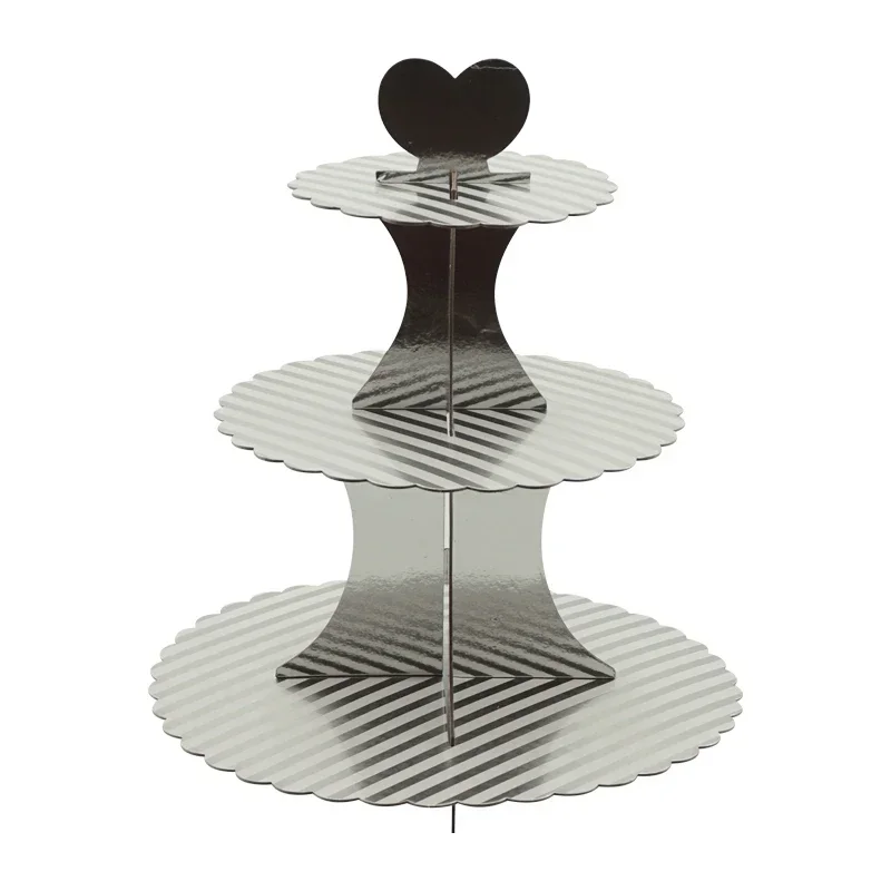 3-Layer Dessert Display Stand Cake Tools Paper Bronzing Cake Stand DIY Paper Craft Birthday Party Wedding Decoration