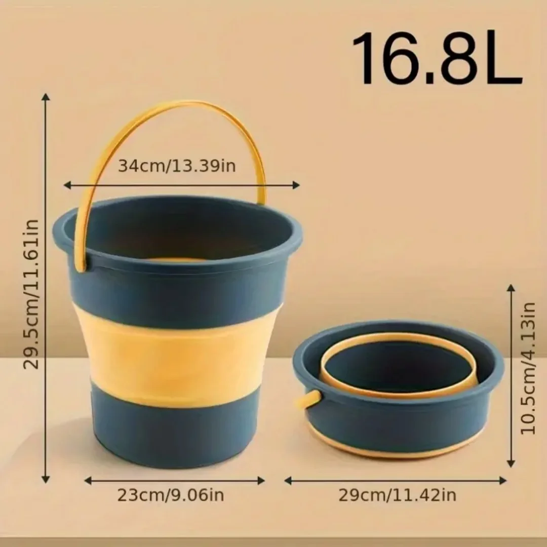 Multifunctional Collapsible Bucket for Fishing, Camping, Beach & Home Cleaning Durable Rubber, Space-Saving 1pc folding bucket
