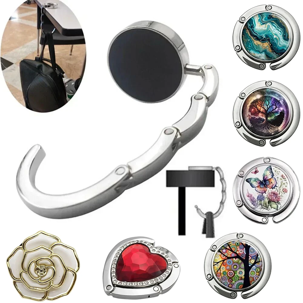 Lot 4 Crochets Métal 4 Crochets Porte-Sac De Table Pliables - Accroche Sac à Main Antidérapant Pour Bureau, Restaurant Accroche Sac Table Bureau