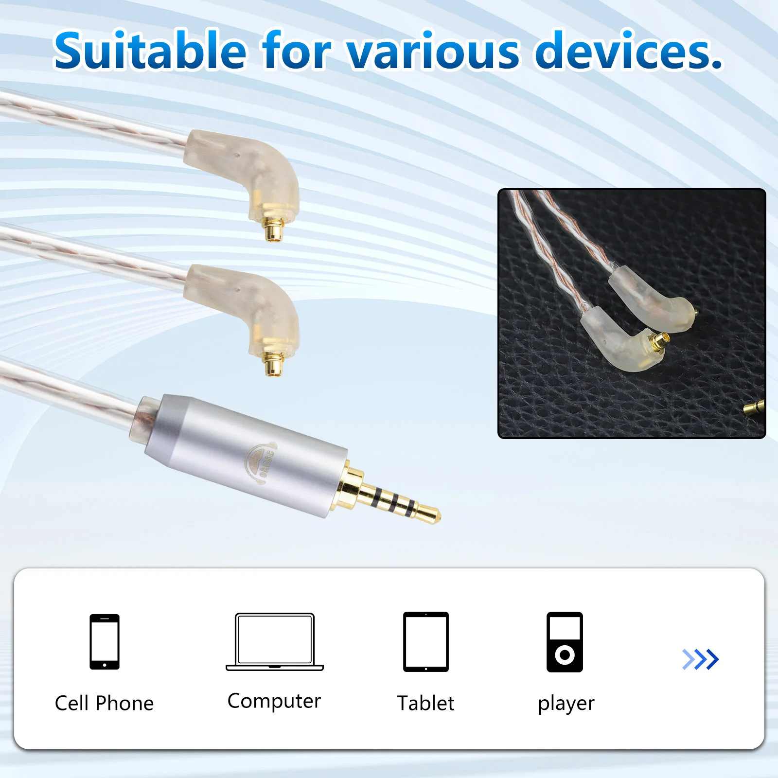 OKCSC ER4SR Earphone Cable for Etymoti ER4SR ER4XR ER3XR ER3SE 4