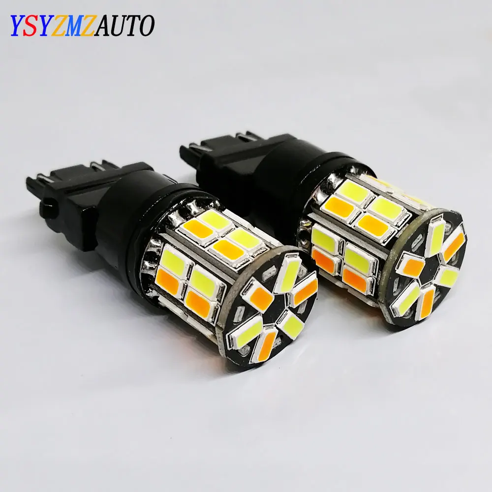 

2pcs Dual Color T25 3157 P27/7W Bulb 1157 BAY15D 30Smd Led T20 LED 7443 W21/5W Car DRL Turn Signal Lamp Auto Lights Bulb Switch