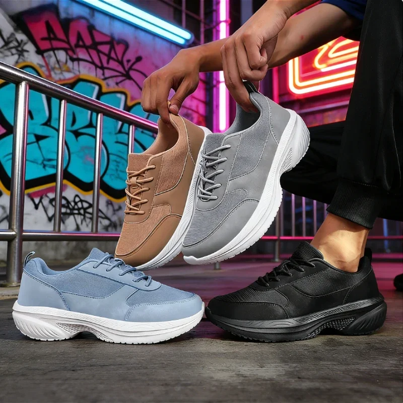 Wide Toe Men's Sneakers Chic Versatile Generic Breathable Causal Shoes Sweat-Absorbent Non-Slip Thick Sole Comfort Walking Shoes
