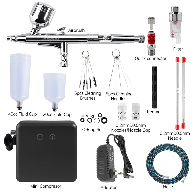 Airbrush Kit With Compressor - 48PSI Rechargeable Cordless Non-Clogging High-Pressure Air Brush Set Nail Machine, Airbrush Gun Set For Nail Art, Cake Decor, Makeup, Barber, Model Painting (PINK - View #9