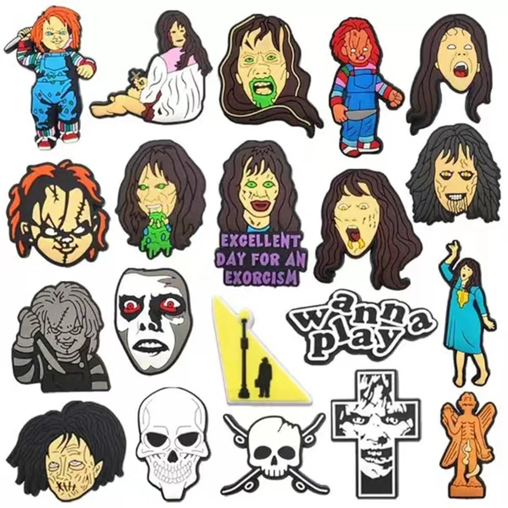 20 teile/satz Horrorfilm Exorzist Cartoon Aller heiligen für Schuh Charms Zubehör für klassische Clog Schuh dekoration Kinder Geschenke