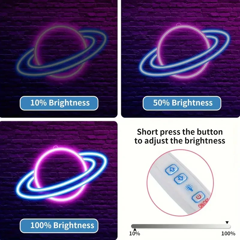 Neon sign Planet Neon Sign 10 Levels Brightness LED Neon Lights Signs for Wall Decor USB Powered Lights for Bedroom