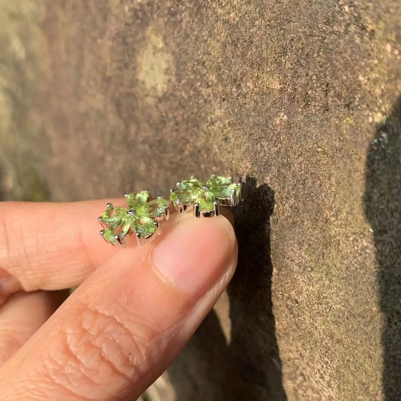 Natural Peridot 925 Sterling Silver Stud Earrings For Women Jewelry Gift Simple Peridot Jewelry Green
