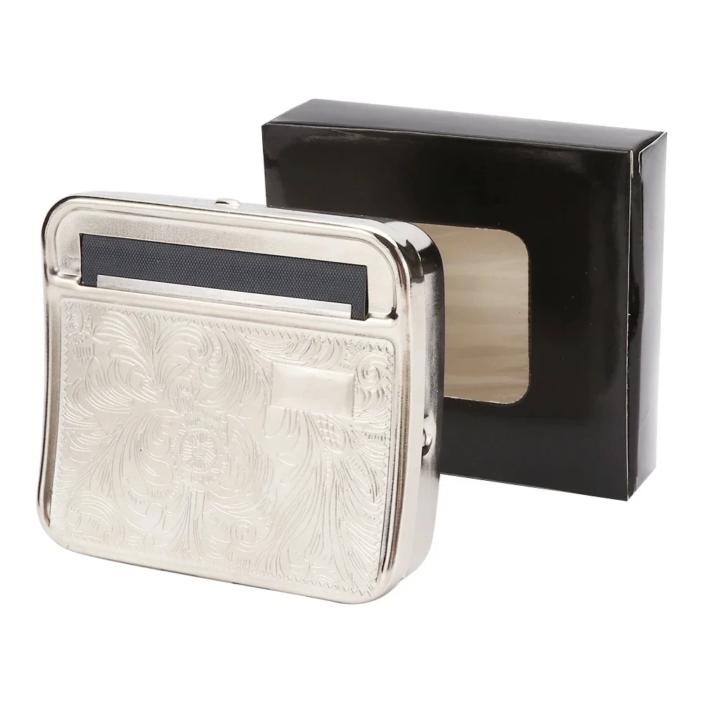 Compact Metal Cigarette Roller with Tobacco Storage - Portable Smoking Accessory
