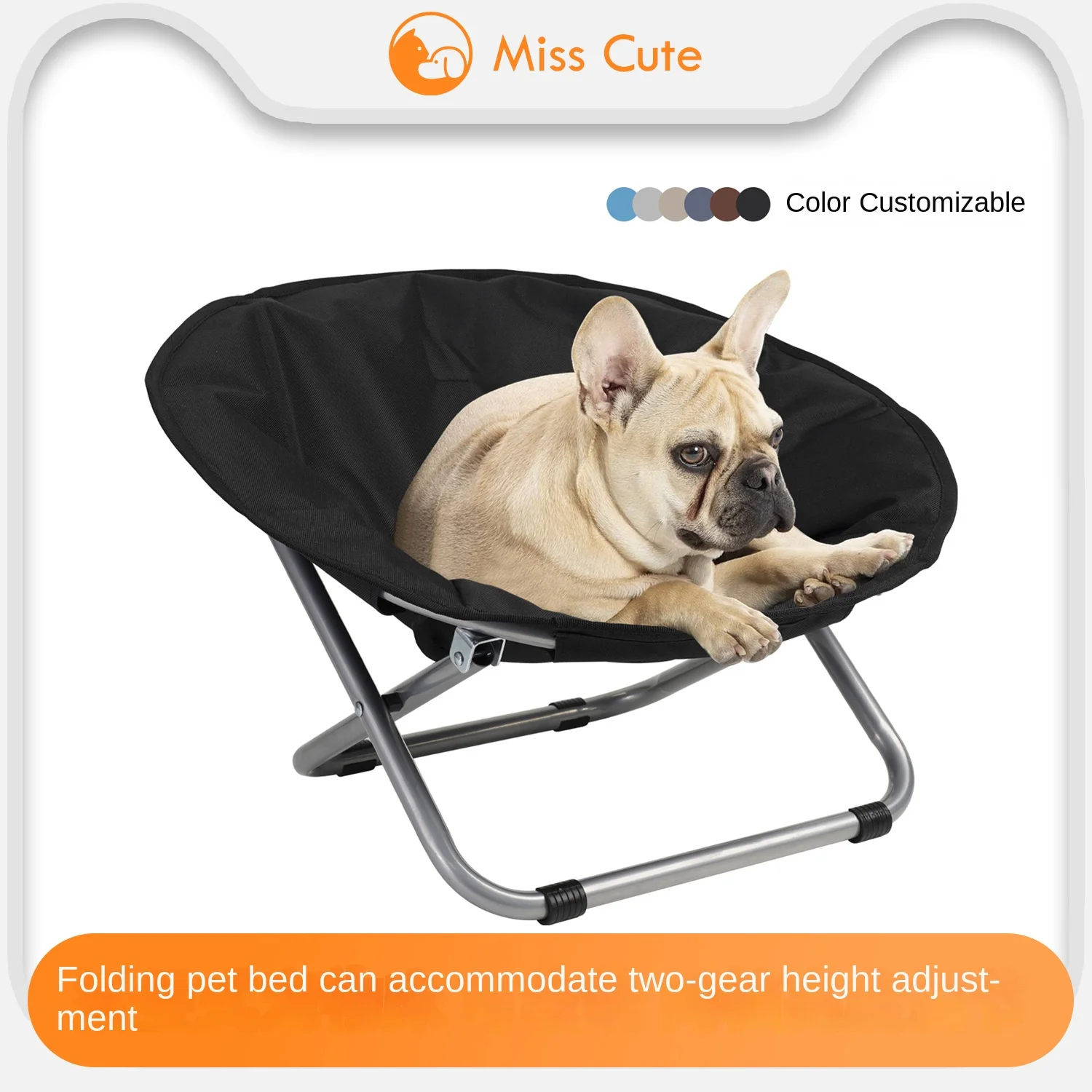 FoldablePetBedChairPortableRoundElevatedCatBedWaterproofPuppy