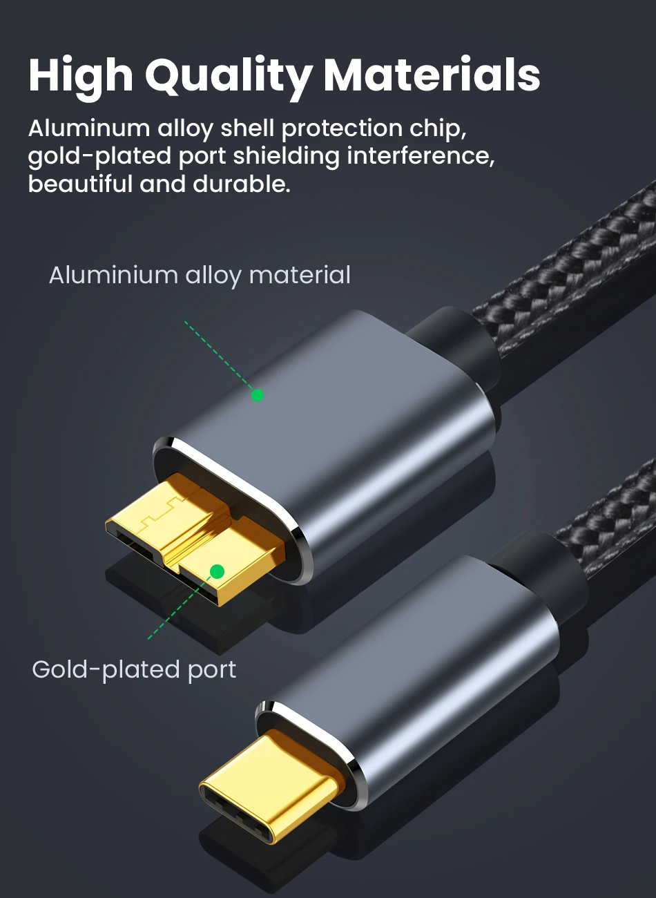 Micro B USB C 3.0 Cable Type-C to USB 3.0 Micro B Cable Connector 5Gbps External Hard Drive Disk Cable for Hard Drive Computer usb to hdmi cable