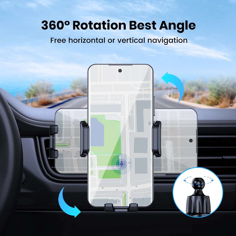 Universal Air Vent Phone Holder for Car - Adjustable Clip with 360° Rotation, Fi