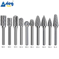 10pcs Carbide Burr Set Die Grinder Bits Rotary Files 1/4" 6.35mm Shank for Grinding Wood Metal Fits Dremel Reamer Tools 1