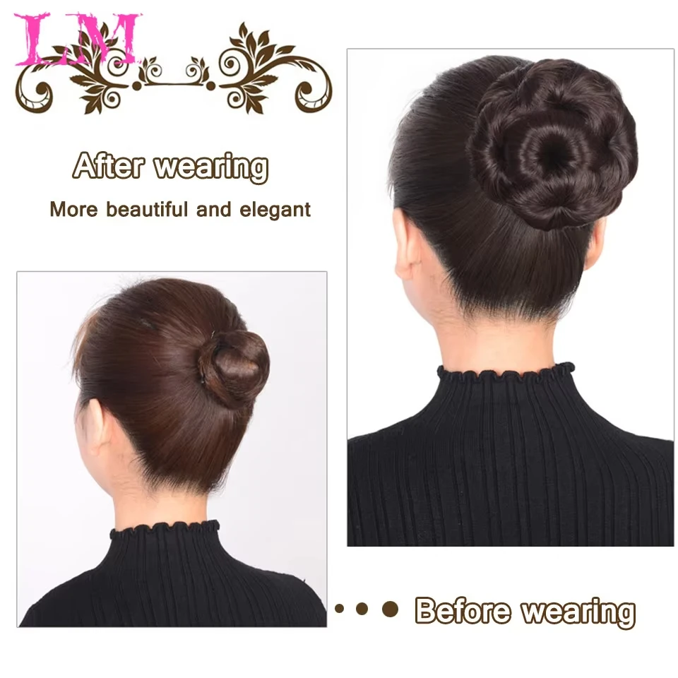 Synthetic Black High Temperature Fiber Hair Bun for Women