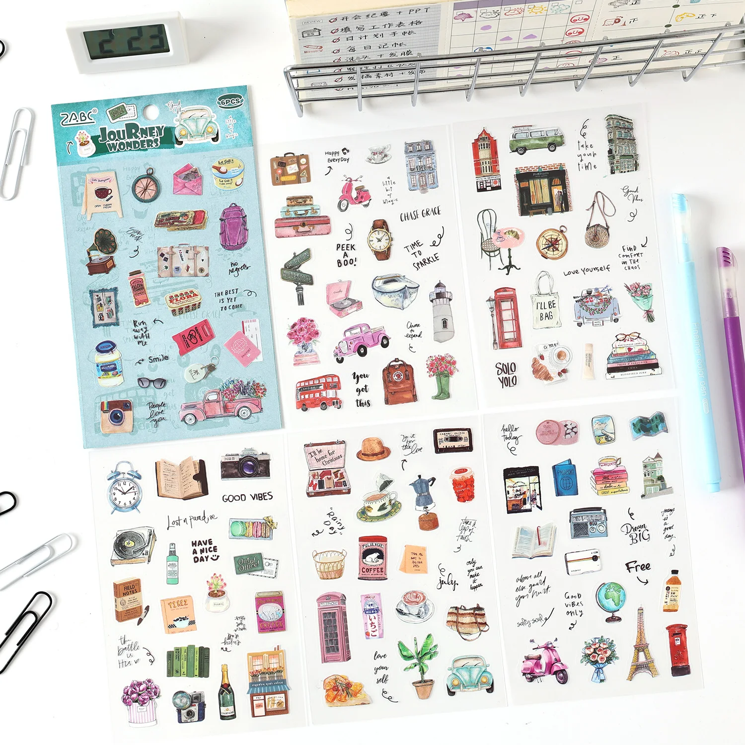 6/36 시트 귀여운 잡지 스크랩북 스티커 책 DIY 정크 저널 재료 장식 앨범 다이어리 문구류