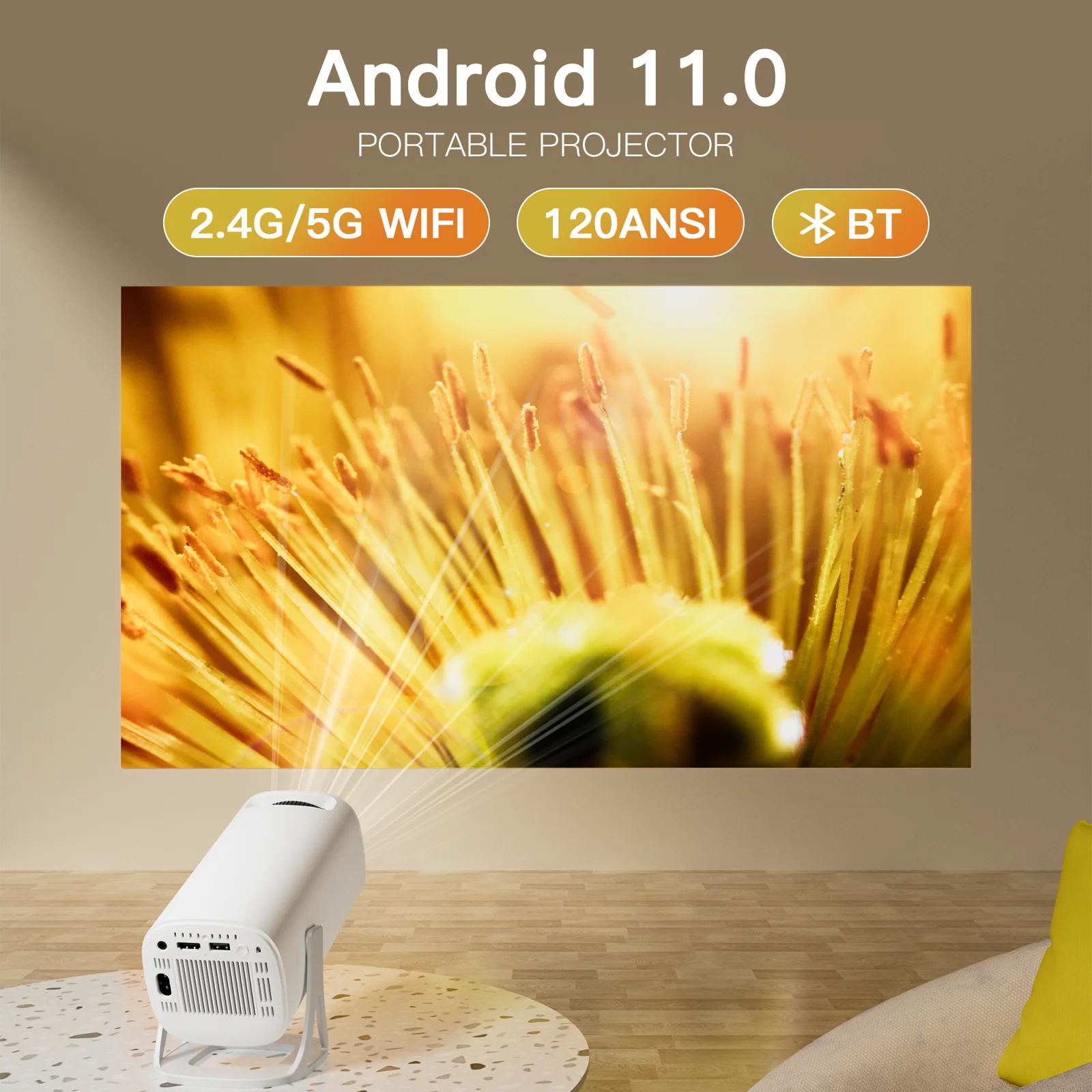 S40 스마트 프로젝터 디지털 안드로이드11 지원 4K 1080P WiFi6 BT5.4 올위너 H713 1280*720P 자동 키스톤 포켓 빔프로젝터