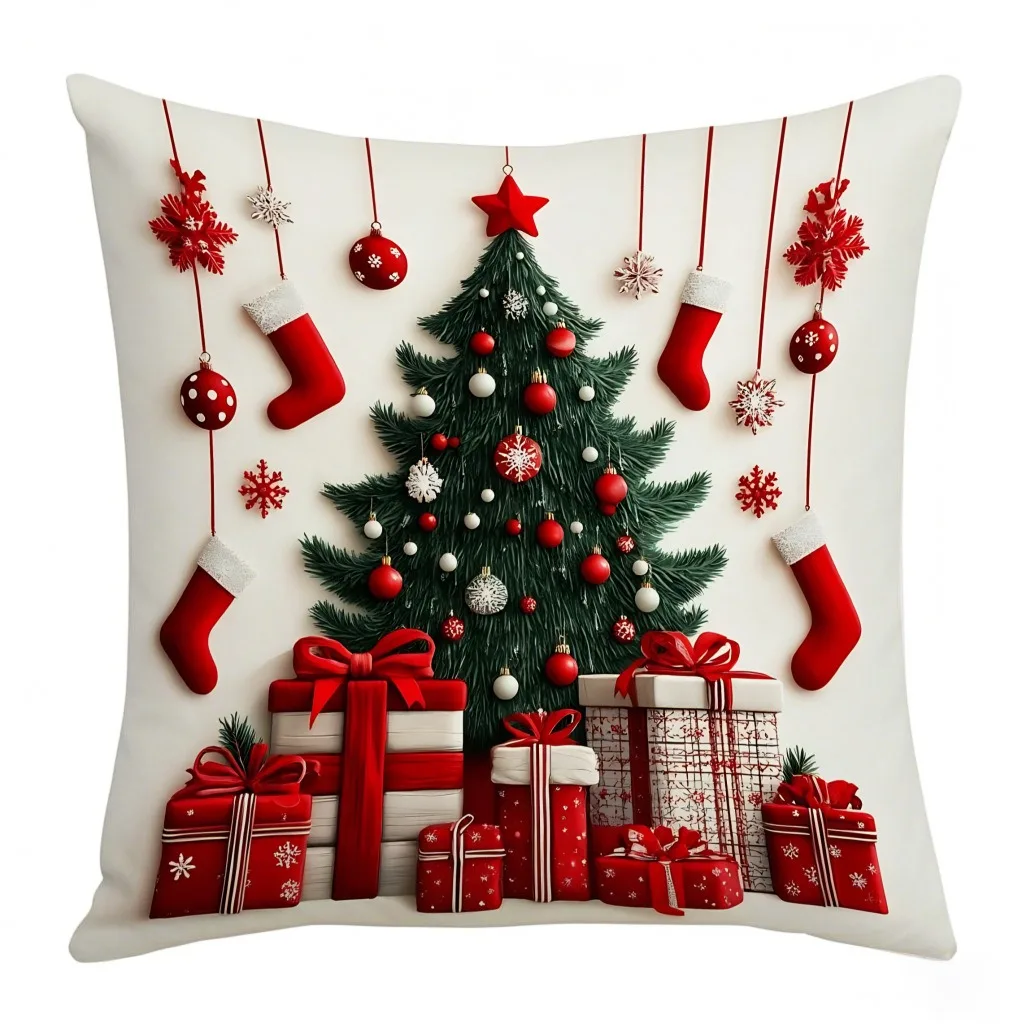 MyGiftHome Christmas Pillow Covers Santa Tree Ornament & Snowman Patterns