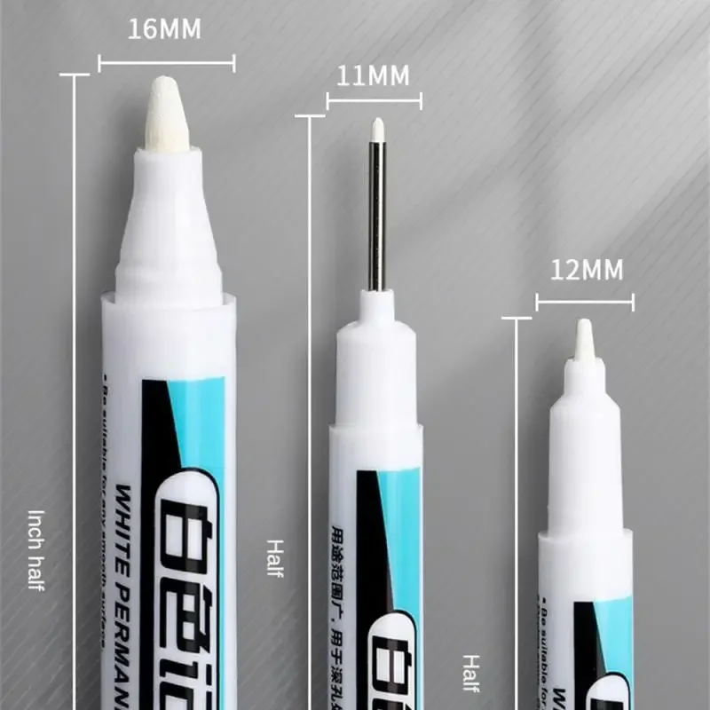 6pc White Acrylic Marker Paint Pen，0.7mm 1.0mm 2.5mm Nib， Maker Pen for Wool Canva Tire Glass Rock Metal, Art Supplies 3