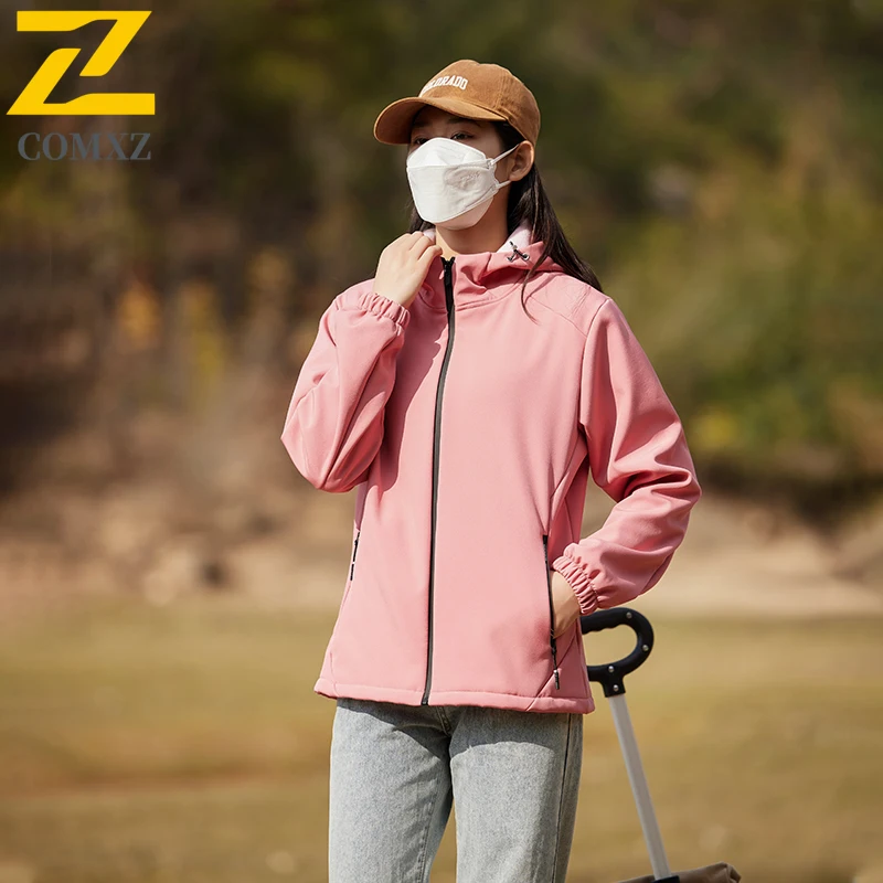 EiAO Jacket Spring Couple's Short Softshell Waterproof Windproof Breathable Outdoor Coat for Hiking Camping Fishing Urban Active