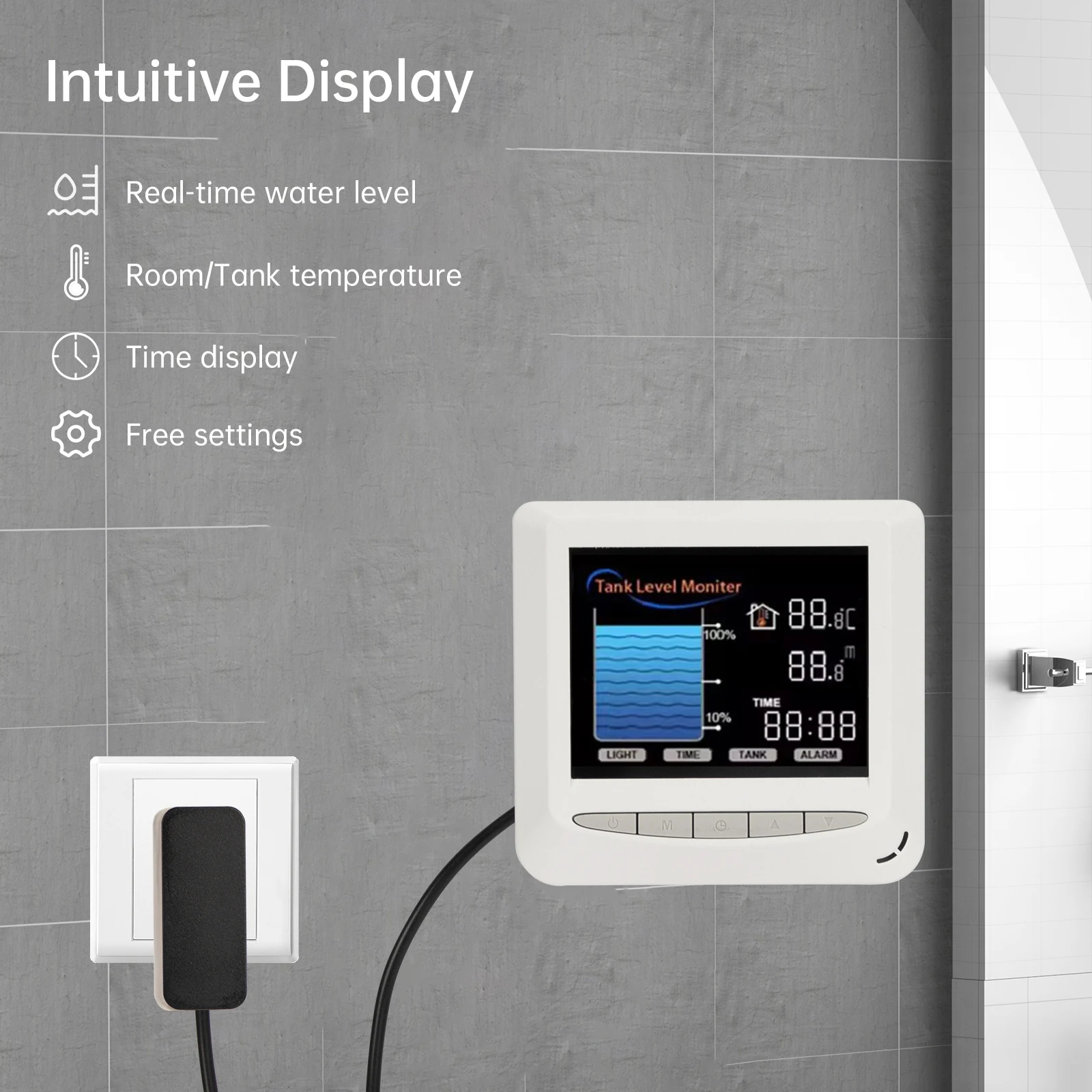 Sensor De Nivel De Líquido WiFi EPTTECH - Solar, IP67, Mide Tanques De Agua O Aceite, App Tuya, Alarma